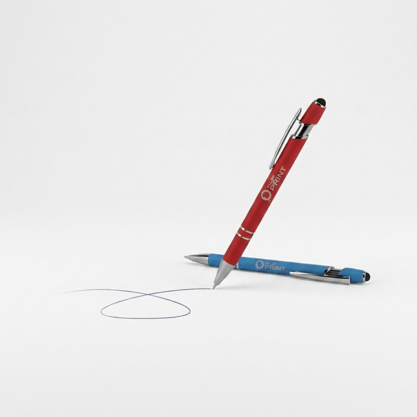 AYP - Kugelschreiber recyceltes Aluminium mit Softtouch, Stylus und Chromakzenten