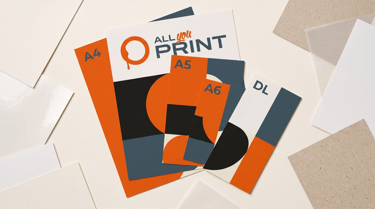 Flyer in A4, A5, A6 und DIN lang mit Papiermustern