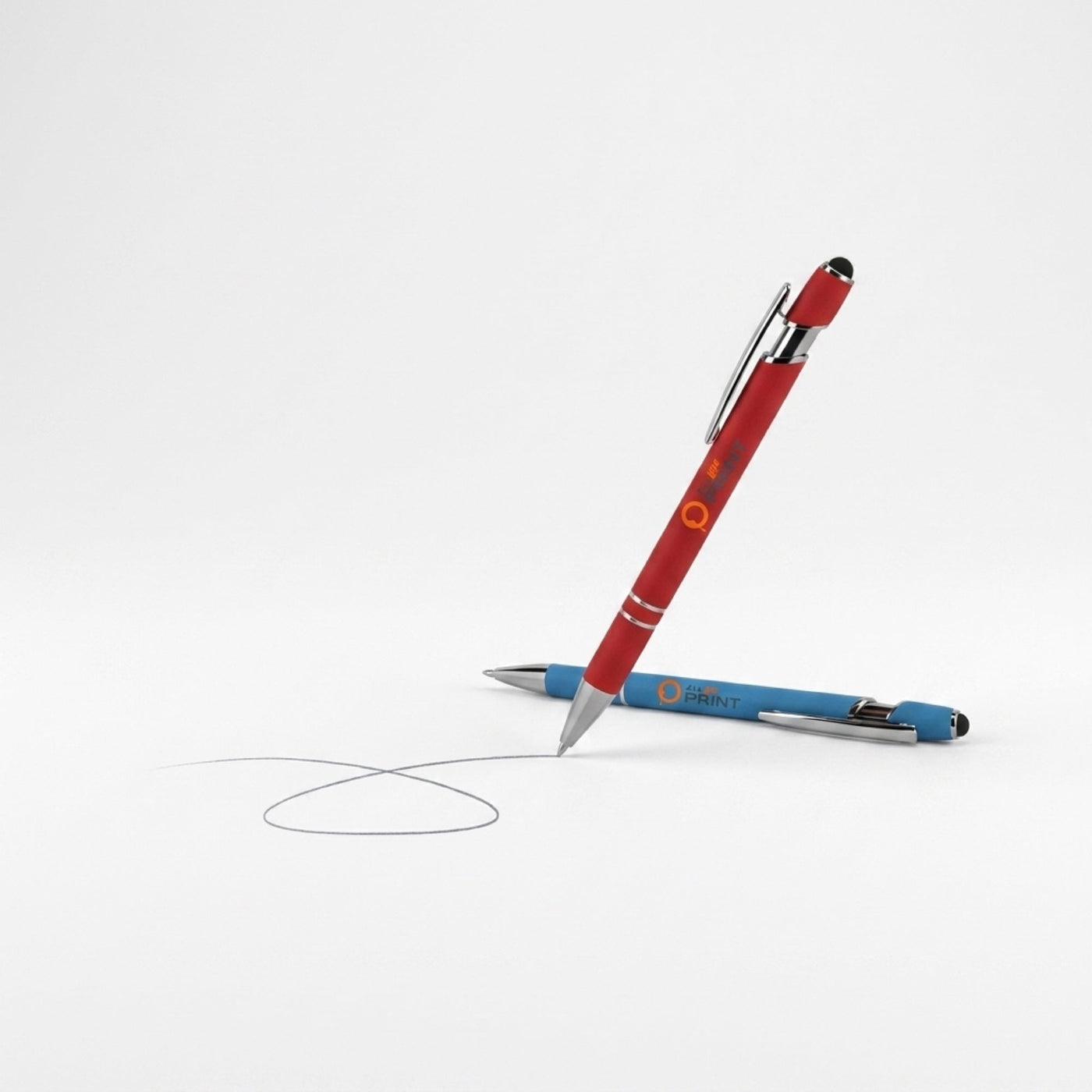 AYP - Muster Kugelschreiber recyceltes Aluminium mit Softtouch, Stylus und Chromakzenten