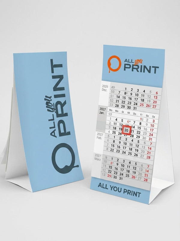 Calendrier 4 mois (variante mono-feuillet) avec support dépliable