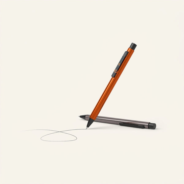 Echantillon stylo bille metal avec zone de prehension striee