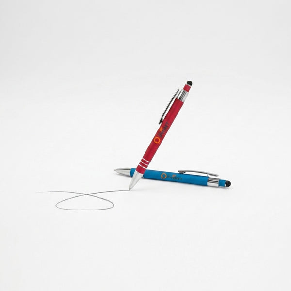 Stylo a bille metal avec Softtouch, stylet et 3 anneaux