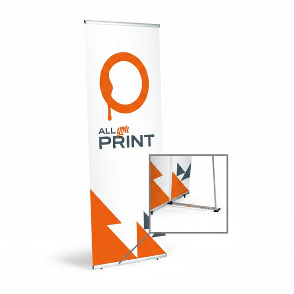 L-Banner aluminium, système impression incluse