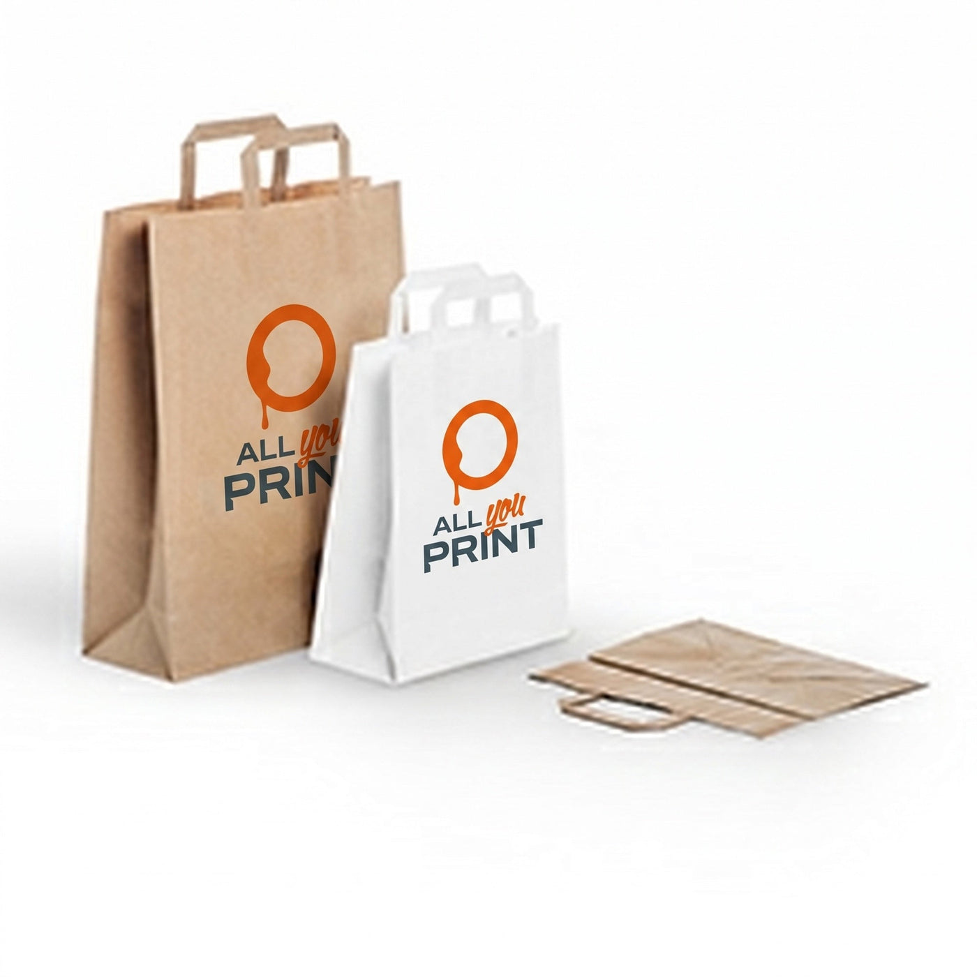 AYP - Papiertragetaschen mit Flachhenkel braun weiss