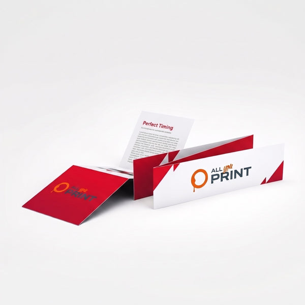 Folded leaflets in custom format, zigzag fold