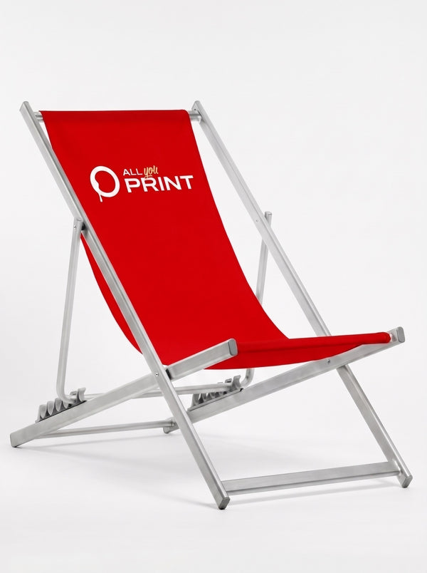 Aluminium deck chair, system including print